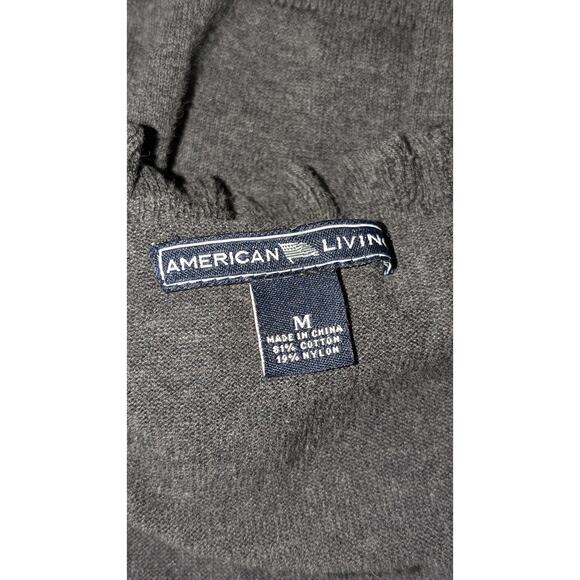 American Living Ruffle 3/4 Long Sleeve Top Knit Shirt Pullover Sweater Medium - Picture 4 of 4